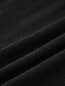 Manfinity UrbanChill Camiseta de punto de cuello redondo de manga corta para hombre en color blanco, Camiseta gráfica divertida y linda de panda, Regalo para el novio, Para salir - Negro - Ver 4