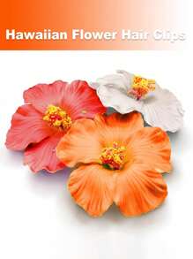 Pinzas para el cabello con flores hawaianas, pinzas para el cabello con flor de ciruelo de espuma, decoraciones de fiesta hawaiana, ropa para playa y piscina, artículos para fiesta hawaiana, accesorios para novia y boda