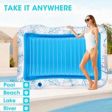 Inflatable Adult Pool Lounger Float - Large Beach Sun Tanning Floaty Raft Sunbathing Water Lounge Floaties Tub With Drink Holder - Blow Up River & Lake Suntan Floating Swimming Mattress Mat(L) - Blue-L - View 7