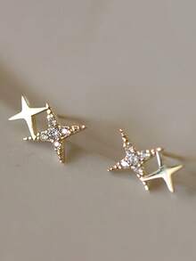 1pc Fashionable Star Stud Earrings, Minimalist Luxury, Personalized Girls Earrings - Gold - View 3