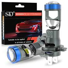 S&D 30000LM 双透镜迷你汽车前灯 H7 灯泡投影仪 LED 灯泡 Canbus 60W 远光/近光汽车摩托车前灯 6000K 12V