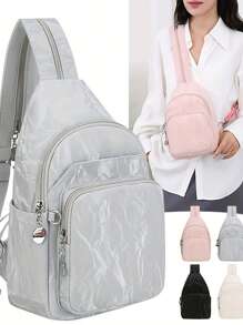 Women'S Stylish Marble-Print Backpack - Adjustable Strap, Multiple Compartments, Smooth Zipper Closure, Lightweight & Versatile Shoulder Bag In 4 Colors (White, Black, Pink, Silver Gray) - Ideal For Shopping, Photography, And Gifts, Everyday Backpack Stylish Backpack Durable Oxford Cloth