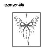 INKARTLINK 深色蝴蝶结临时纹身 | 哥特丝带 + 天体元素 | 防水长达 14 天 | 适用于锁骨/肩部区域 - 黑色 - 查看 3