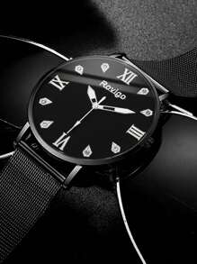 1pc Business And Leisure Men's Watch, A Casual And Simple Round Men's Mesh Quartz Watch, Suitable For Parties, Festivals, And Daily Business Wear, The Best Gift For Men.