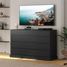 8 Drawers Bedroom Dresser, Black Large Double Dressers, Modern Chest Of Drawers Storage Organizer For Bedroom, Living Room, Entryway, Dimensions 51.6''l X 15.7''d X 37.7''h - 1 - View 3