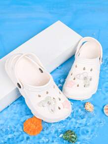 Zuecos de madera con perlas para niñas, zapatos de jardín, sandalias ligeras y cómodas de suela calada con adorno de lazos - Apropiados para el hogar, el jardín y exteriores, Pantuflas de EVA para niñas