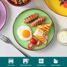 vancasso 12-Piece Hand-Painted Eyelash Edge Ceramic Tableware Set Mixed Color Serves 4 People - 彩色 - 查看 5