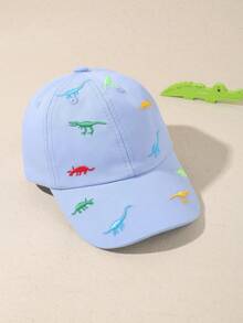 1pc Baby Dinosaur Embroidered Travel Sun Protection Baseball Cap, Baby Hat - Blue - View 4
