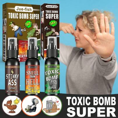 JUE FISH Spray de pet - Farce du poisson d'avril, jouet liquide, divertissement d'odeur amusante, bombe de pet, fournitures pour fête d'Halloween. Spray de pet et bombe de pet pour un maximum de rires ! Fournitures pour la Saint-Valentin, fournitures pour mariage
