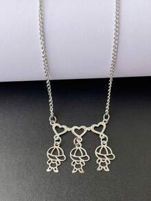 Daughter Girl Pendant Necklace In Stainless Steel Does Not Darken Can Get Wet - 3 Boys - View 2