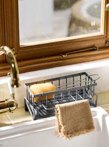 Cirelle 1pc Kitchen Sponge Organizer Rack, Sink Sponge Holder, Dishwashing Sponge & Soap Rack, Cloth Organizer, Draining Rack