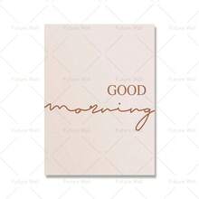 1 件北欧名言海报早安晚安帆布画墙艺术画床头标志印刷情侣卧室墙壁装饰可选框架 - 彩色 - 查看 14