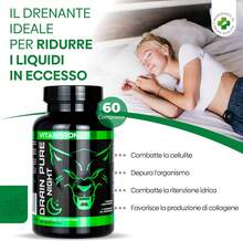 Vitastrong Drainpure Night Vegan Strong Draining Supplement – Leg And Body Draining Supplement With Bromelain, Red Grape, Sweet Clover, Quercetin, Eliminates Toxins And Liquids - 其他 - 查看 3