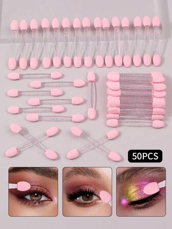 10/20/50Pcs Nail Art Brush Double Sided Chrome Pink Black Multifunctional Nail Brush Nail Powder Applicator Sponge Sticks Nail Supplies Equipment Coloring Tool