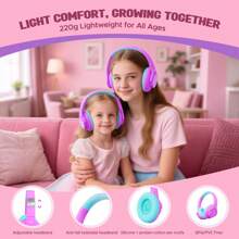 Noise Cancelling Headphones For Kids, Wireless Headphones, 40 Hours Playtime, Safe Volume 74/85/94dB, Type-C Fast Charging, Built-In Microphone, Gift For Kids