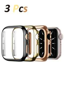 三件套运动休闲手表表壳，兼容 40mm、41mm、42mm、44mm、45mm、46mm 和 49mm 表盘。时尚防震硬质 PC 表壳（无玻璃），兼容 Ultra/11/10/9/8/7/6/5/4/SE，男女款均适用。易于安装和拆卸，触控灵敏。三色组合套装。