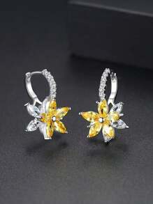 Par de elegantes y lujosos ganchos de oreja con flores de cristal de colores, un regalo perfecto para damas y madres en aniversarios o para uso diario
