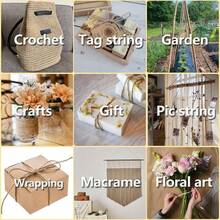 Cordel de yute natural PerkHomy de 600 pies de largo para manualidades, envoltura de regalos, embalaje, jardinería, crochet, tejido, decoración de macramé (marrón 2mm * 600 pies) - Plano de 2 mm - Ver 8