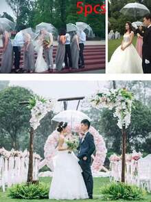 1/5/8pcs Vintage Style Transparent Bride Umbrella - Waterproof Wedding Photography Props, Suitable For Outdoor Ceremonies, Bridal Showers And Rainy Days | Ideal Bridesmaid Gift And Boho Wedding Accessory Summer Cooling, Beach, Travel, Spring Summer Picks, Brides Maid Gifts, Room, Bedroom Decor, Bedroom Decor, Beach, Travel, For Men, For Women, Vacation,Cute Stuff - White - View 14