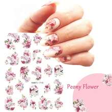 Baoximong 9 Sheets Flower Nail Art Stickers Decals 3D Self-Adhesive Nail Decals Spring Floral Nail Art Supplies Charming Daisy Leave Peony Nail Accessories Women Nail Decorations Design - 1 - 查看 3