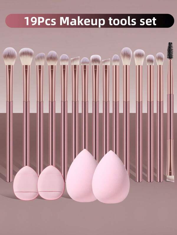 Professional Comfort Makeup Tool Set& 19pcs/ Makeup Brushes Set & Eyeshadow Brush & Finger Puff & Makeup Sponge & Multifunctional Makeup Tools For Daily Makeup On Face