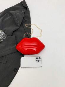 1 chiếc túi đeo chéo nữ hình môi bóng bẩy thời trang, túi xách mini độc đáo, ví nhỏ bằng da PU. - Nhiều màu - Xem 2