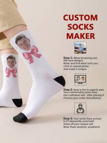 1 paire de chaussettes mi-longues personnalisées pour hommes avec n'importe quel visage. Chaussettes personnalisées avec photos
