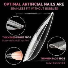 UNA GELLA 6 In 1 Gel Nail Glue For Clear Acrylic Nails Tips, 15ml Long Lasting Super Strong Brush Nail Glue For Base Coat, Clear Fake Nails, And Soft Gel Tips Lamp Curing Needed UV - A2-Almond Medium Full - 查看 4