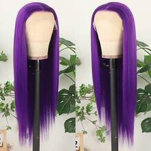 Mint Blue Synthetic Lace Front Wigs Glueless Long Silky Straight Hair 13x4 HD Transparent Lace Wigs For Women Light Blue Green Color Heat Resistant Fiber Hair Natural Hairline Baby Hair Daily  Party Cosplay Halloween Use - 紫色 - 查看 3