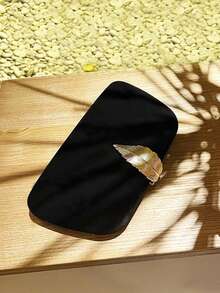 1 buah Tas Clutch Elegan Kotak Beludru, Tas Malam Dekorasi Logam Mengkilap, Cocok untuk Gaun Formal, Pesta, Dompet Pengantin Pernikahan, Tas Selempang - Hitam - View 4