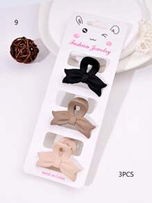 3PCS Solid Color Casual Retro ABS Plastic Women's Hair Clips, Bow, Flower, Cloud Shape, Front Bangs & Ponytail, Suitable For All Seasons Hair Claw Claw Clips Hair Jaw Clip Hair Clamps