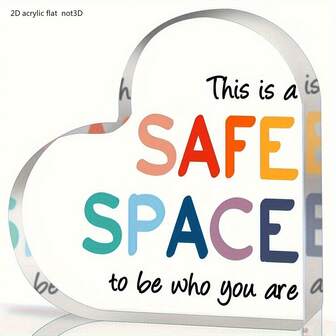 Cartel acrílico plano 2D con forma de corazón inspiracional para salud mental y psicología - Perfecto para tarjetas inspiradoras para decoradores de oficina, consejeros escolares y trabajadores sociales