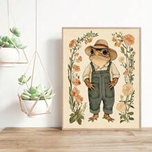 1 pezzo cartellone d arredo da parete in stile botanico con rana, opera d arte minimal, senza cornice, in stile whimsical e rustico, per appartamento, soggiorno, camera da letto, decorazione moderna per la casa