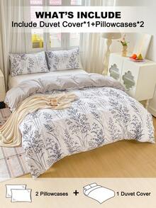 Bộ ga trải giường 3 món họa tiết hoa lá (1 ga trải giường và 2 vỏ gối), mềm mại và thân thiện với da, phù hợp cho mọi mùa, lý tưởng cho sử dụng trong gia đình. - Nhiều màu - Xem 2