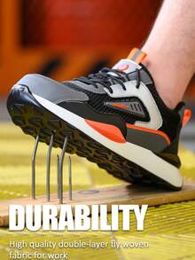 RAYDLINX Summer Breathable Mesh Work Shoes For Men, Steel Closed Toe Anti-Smashing And Anti-Piercing Comfortable Anti-Odor Shoes For Construction Site Protection