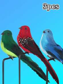 1/2/3 件逼真的人造彩色羽毛鸟，非常适合花园树枝、户外草坪、农舍、桌面艺术的家居装饰，增添自然气息，适合情人节、圣诞节、感恩节礼物