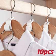 10 piezas Ganchos de conexión para perchas, ganchos de conexión para el hogar, hebilla de conexión de perchas de moda mini para perchas de ropa, conectores de ganchos en cascada, organizador de armario de plástico resistente para ahorrar espacio, hebilla de conexión apilable