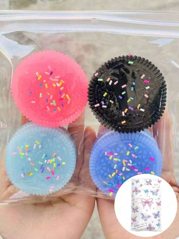 1/2/4pcs Creative Sandwich Cookie Squeeze Toy With Gift Bag, Doughnut Squeeze Balls, Banana Squeeze Toy, Stress Relief Toy, Decompression Toy, Squishy, Fidget, Anti Stress, Taba Squishy, Fidget Toys, Sensory Toys, Squeeze Toy, Pinch Toy, Desk Decorations, Ideal Gift For Birthday, Christmas, Thanksgiving, Halloween, Party Favor, Party Bag Filler (Odorant And Sticky)