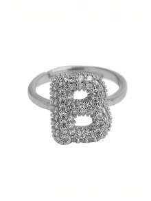 泡泡可爱26字母戒指女款气球镀金锆石A-Z字母开口可调节戒指美观婚礼珠宝礼物 - 字母戒指 - 查看 38