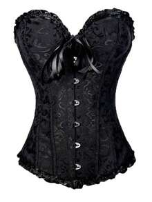 Women Corset Dress Plus Size Masquerade Gothic Brocade Lace Gothic Bustier Corset Top - Black - View 1