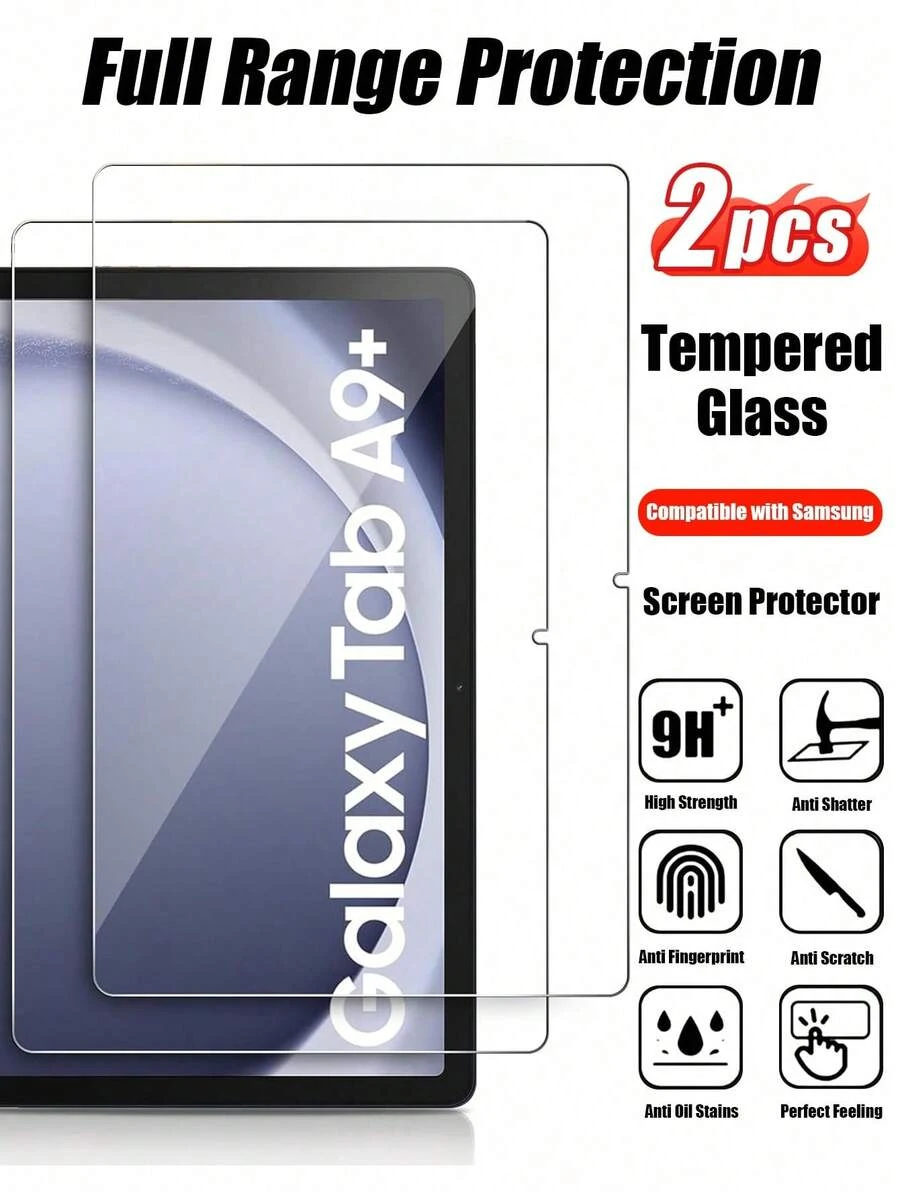 2 件高清、高透明度钢化玻璃屏幕保护膜适用于三星 Galaxy Tab A7、A8、A9、S6 Lite、S7、S8、S9、A9+、FE Plus 8.7 英寸、10.4 英寸、10.5 英寸、11 英寸、12.4 英寸平板电脑