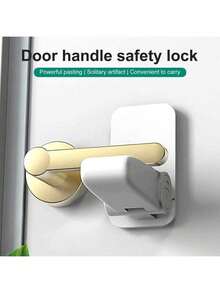 A Door Handle Lock For Children And Babies, Anti Pinch Hand Artifact, Anti Cat And Dog Door Opening, No Punching, Anti-Theft Door Protection Drawer Lock, White Anti Pinch Hand Door Handle Stopper
