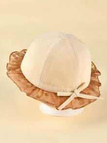 TUTUYA Infant Bucket Hat, Baby Sun Hat, Children's Sun-Shading Hat, Corduroy Bow Decor Hat, Suitable For Daily Wear/Outdoor/Play - 1PC - View 4