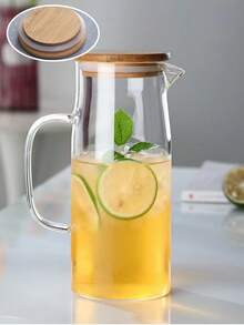 1 Stück hochwertige Borosilikatglas Teekanne mit 304 Edelstahl Deckel, hitze-/kältebeständig, große Kapazität für Tee/Saft, geeignet für Zuhause/Restaurant/Hotel, bequemer Griff, breite Öffnung leicht zu reinigen