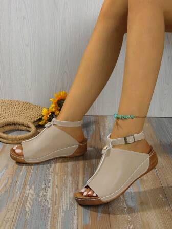 Nuevas sandalias de plataforma de mujer para primavera/verano, zapatos casuales de playa con suelas gruesas y costura, se pueden quitar y ajustar libremente los cordones