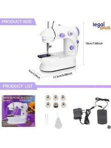 Mini Máquina Costura Portátil Com Pedal Elétrica Costureira Bivolt - Branco - Visão 7