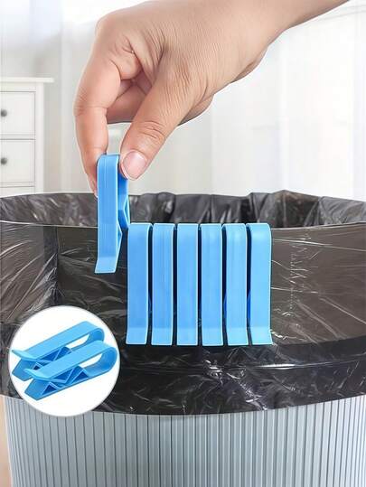 Blue Trash Bag Clip - Durable PP Plastic Non-Slip Trash Can Clip, Multipurpose Bag Clip For Safe Waste Disposal And Wastebasket Organization, Bag Gripper With Safe Grip Function, Trash Bag Clip, Non-Slip Trash Can/Bin Clip. Trash Can Clip, Trash Bag Clip, Cleaning Supplies, Household Items, School Supplies (Random Color/Style)