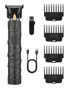 HIENA 男士理发修剪组合套装（2件套），T9刀头，数字显示电动理发器，集成工具套装，适合家庭使用（另有单把理发器可选） - 黑盤龍 - 查看 6
