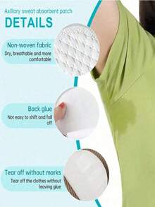 50pcs/100pcsSet Disposable Non-Woven Fabric Invisible Pad Anti-Sweat Patch, Minimalist White Underarm Anti-Sweat Patch, For Long-Lasting And Effective Sweat Prevention, Invisible Sweat Absorption, Under The Armpit For Comfort Summer Cooling,Beach,Travel - one-size - View 6