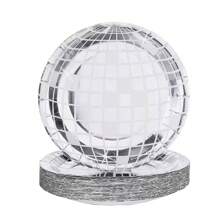 Pink Silver Disco Ball Disposable Tableware Set - 10/20Pcs Plates, 9oz Cups & Napkins For Birthday, Wedding & Dance Party Decor
